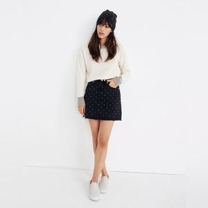 NWT Madewell Rigid Denim A-Line Mini Skirt: Metallic Dots Edition